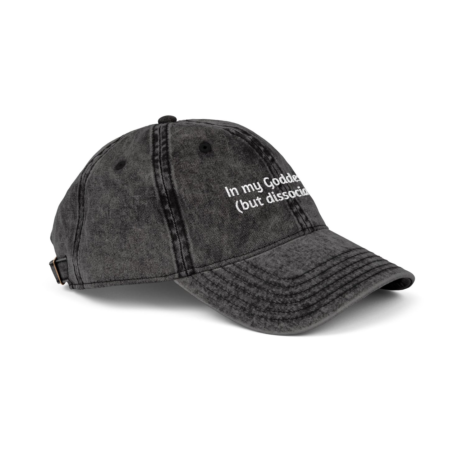 Embroidered Vintage Cap, 'In My Goddess Era' Phrase with Sun Design