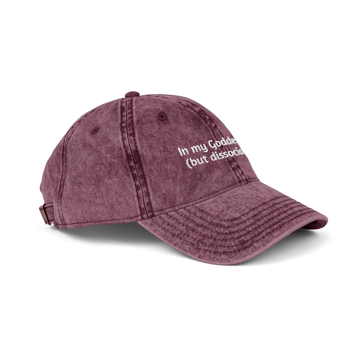 Embroidered Vintage Cap, 'In My Goddess Era' Phrase with Sun Design