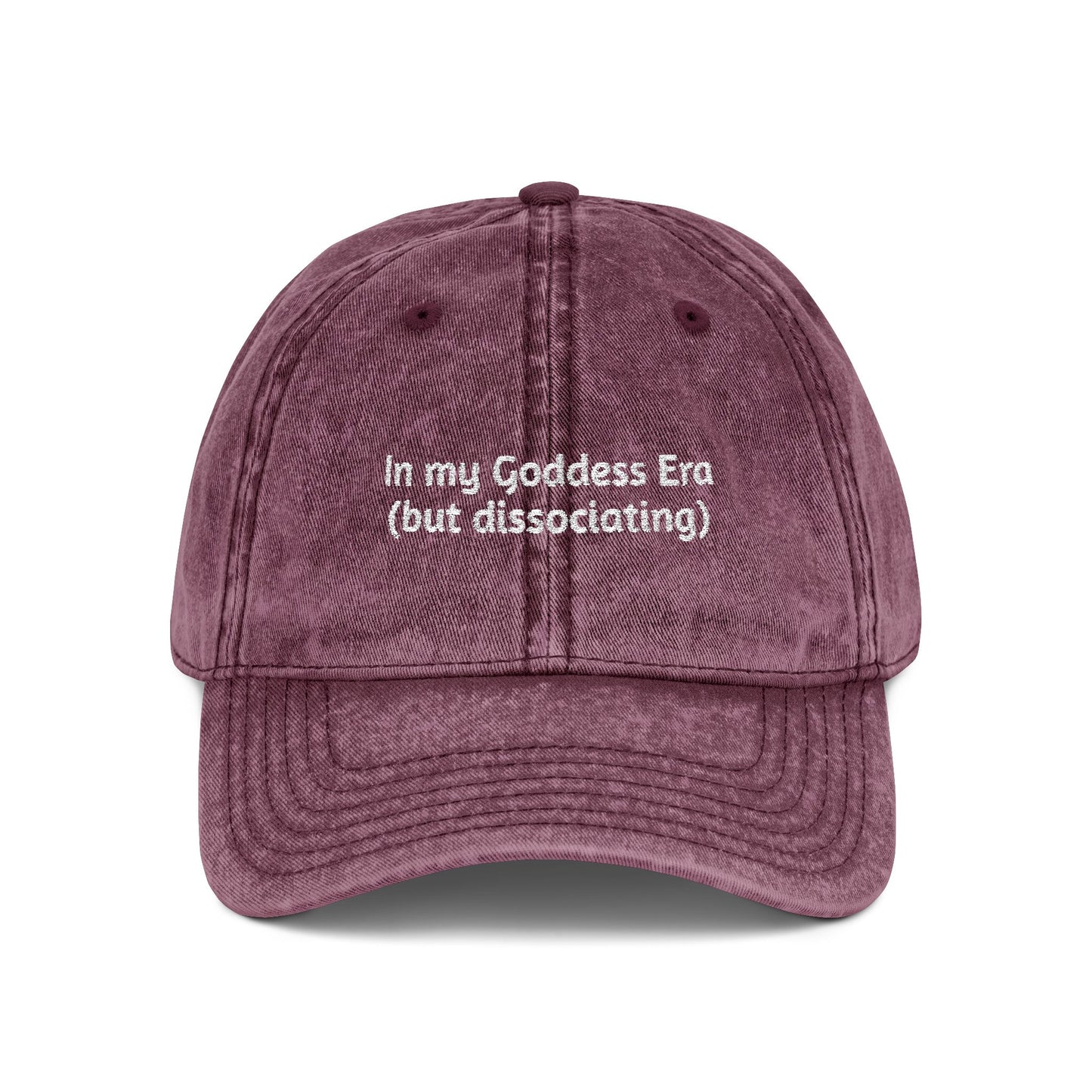 Embroidered Vintage Cap, 'In My Goddess Era' Phrase with Sun Design