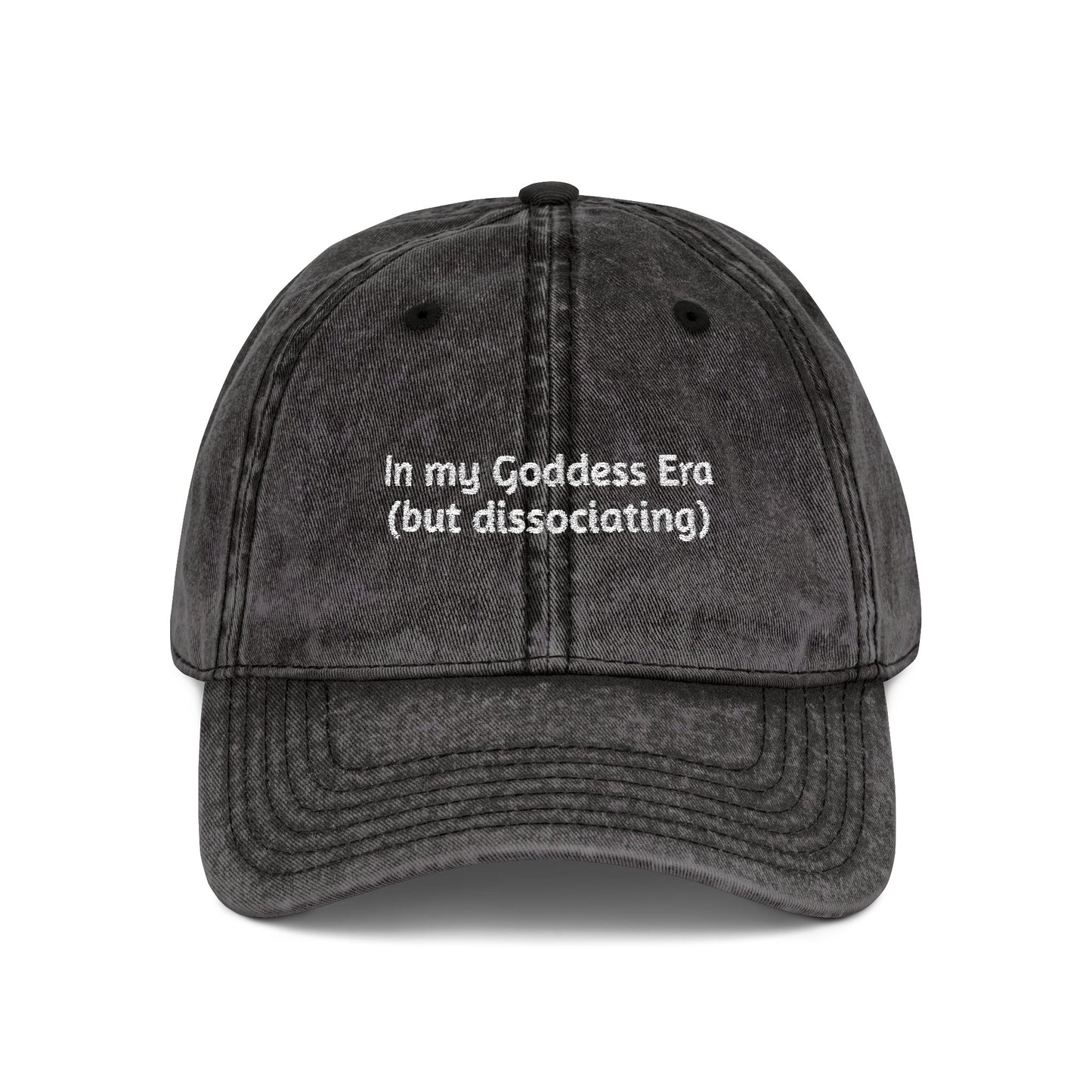 Embroidered Vintage Cap, 'In My Goddess Era' Phrase with Sun Design