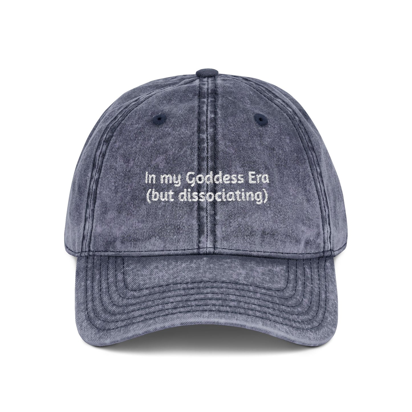 Embroidered Vintage Cap, 'In My Goddess Era' Phrase with Sun Design