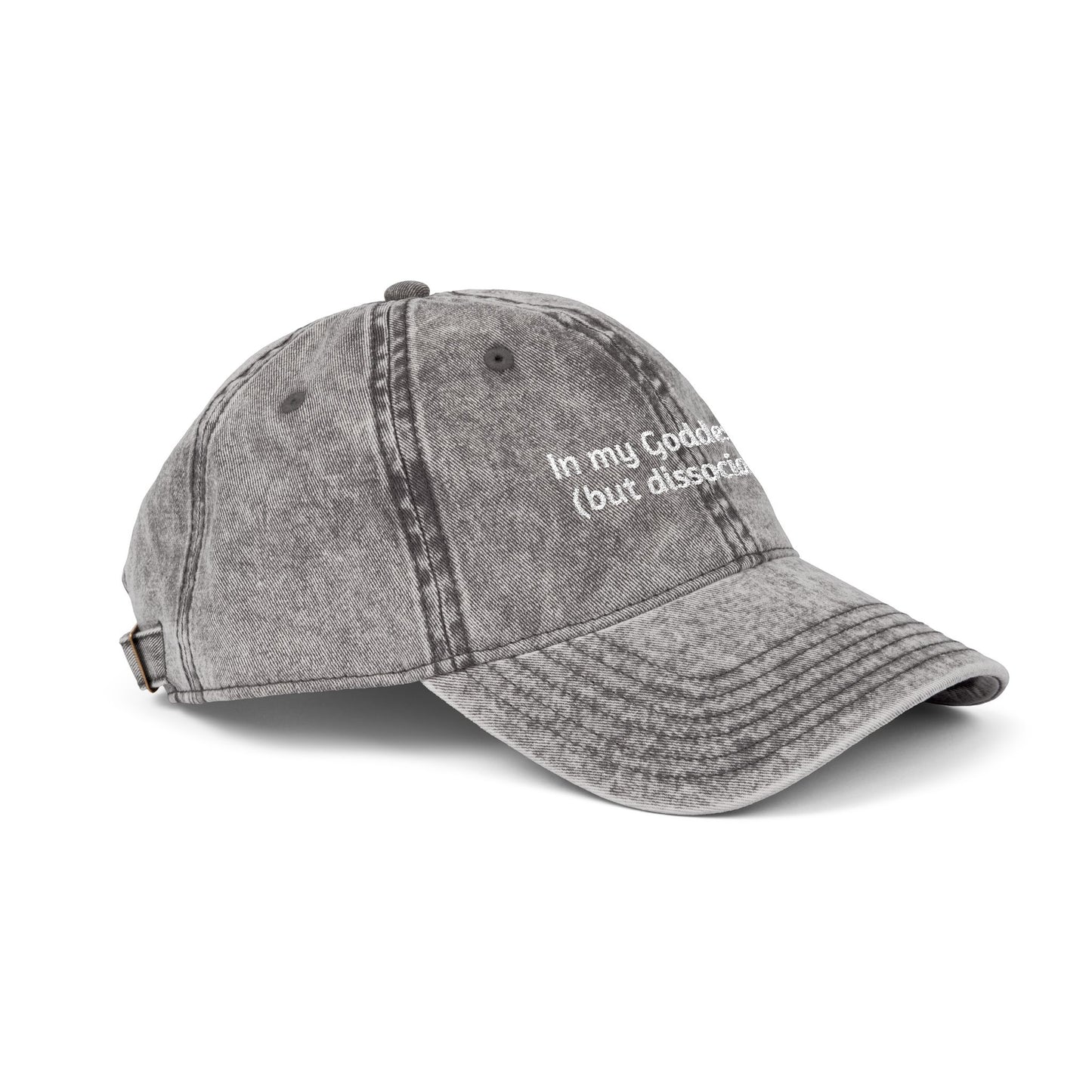 Embroidered Vintage Cap, 'In My Goddess Era' Phrase with Sun Design