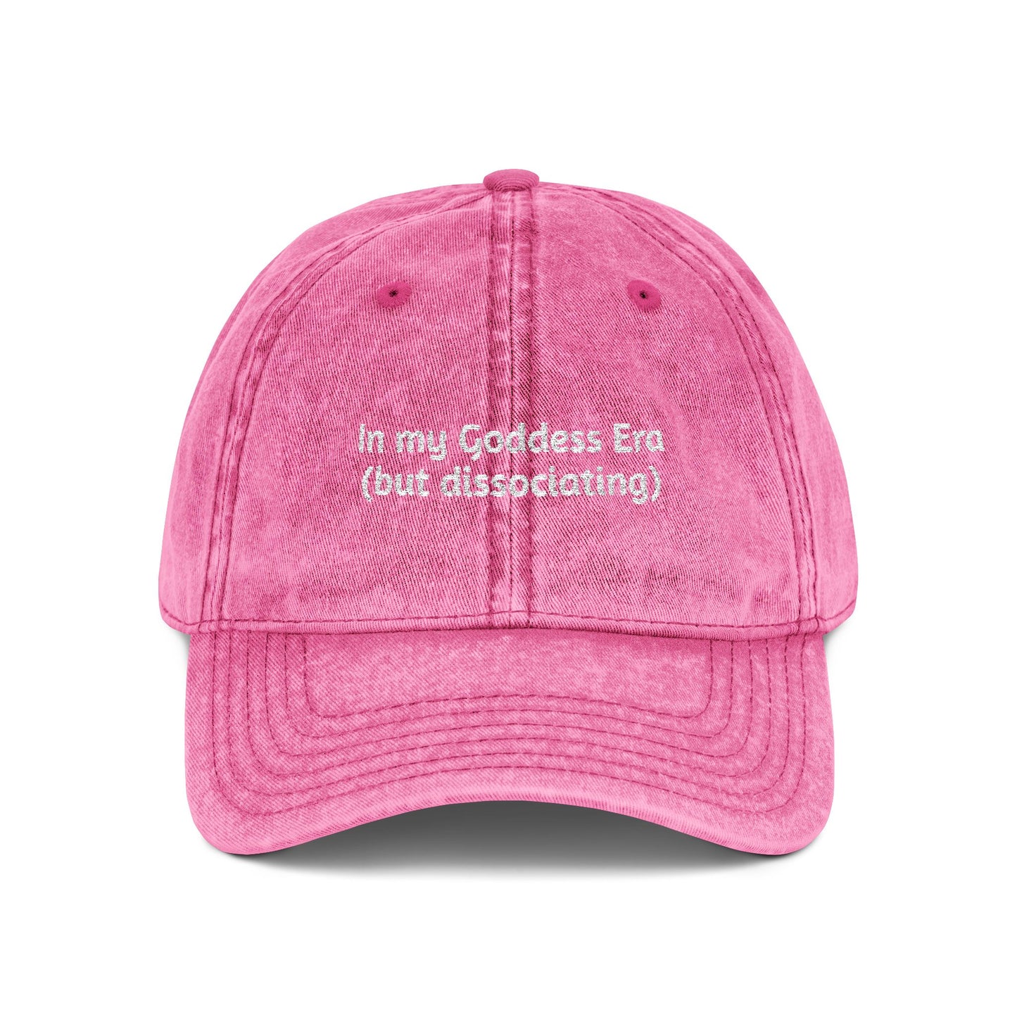Embroidered Vintage Cap, 'In My Goddess Era' Phrase with Sun Design