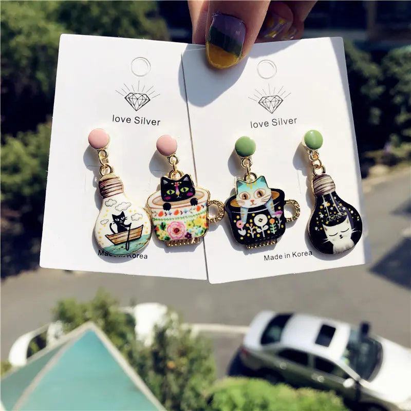 925 Silver Cat Lover Series Earrings