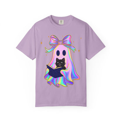 Ghost Black Cat Glitter T-Shirt