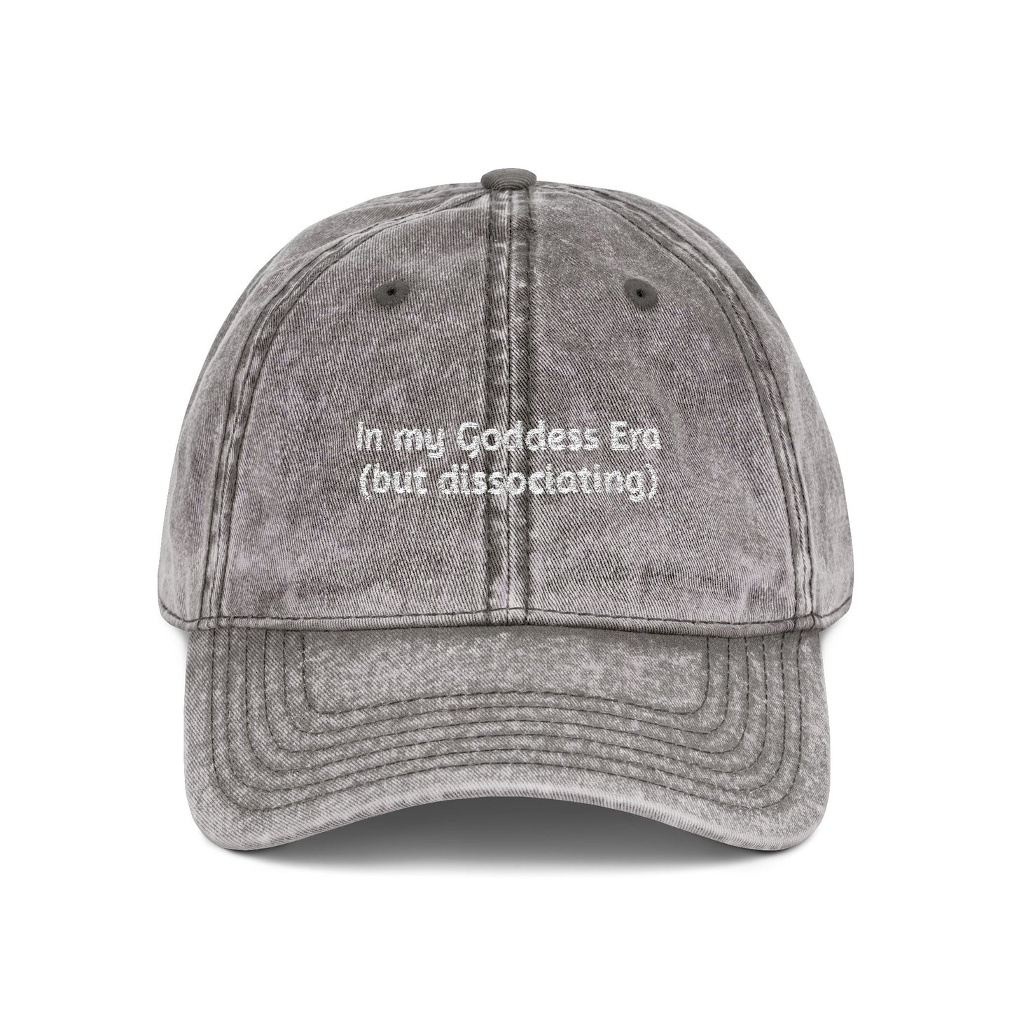 Embroidered Vintage Cap, 'In My Goddess Era' Phrase with Sun Design