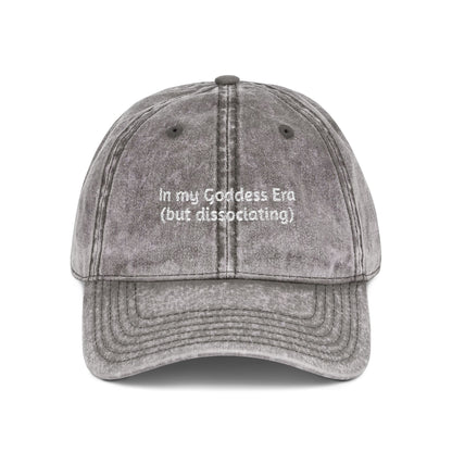 Embroidered Vintage Cap, 'In My Goddess Era' Phrase with Sun Design