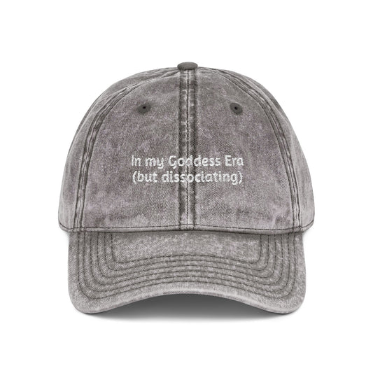 Embroidered Vintage Cap, 'In My Goddess Era' Phrase with Sun Design