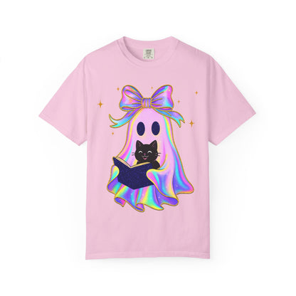 Ghost Black Cat Glitter T-Shirt