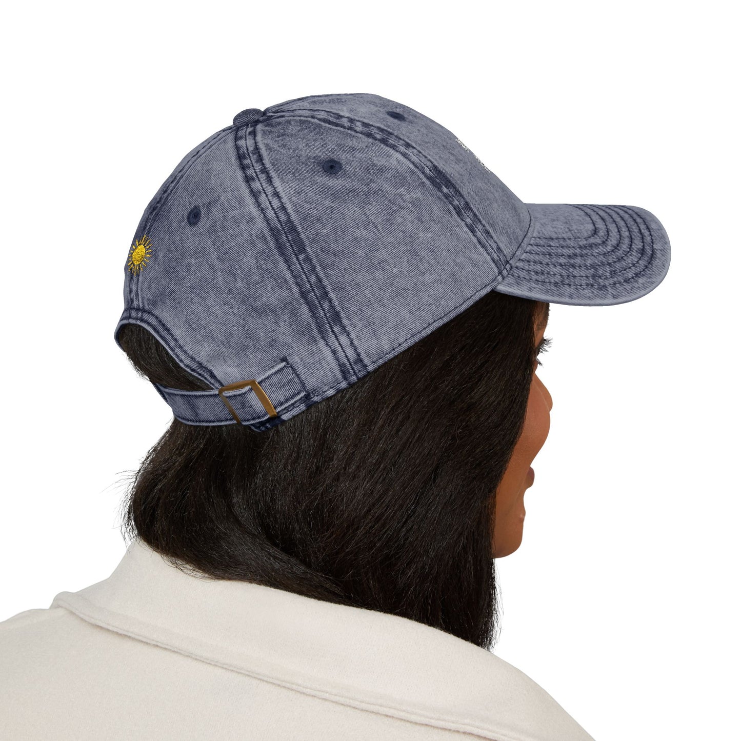Embroidered Vintage Cap, 'In My Goddess Era' Phrase with Sun Design