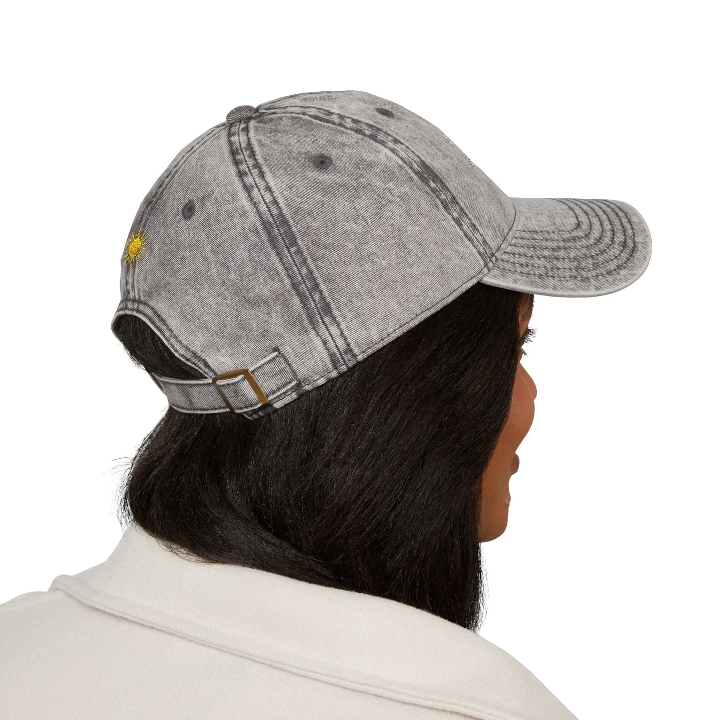 Embroidered Vintage Cap, 'In My Goddess Era' Phrase with Sun Design