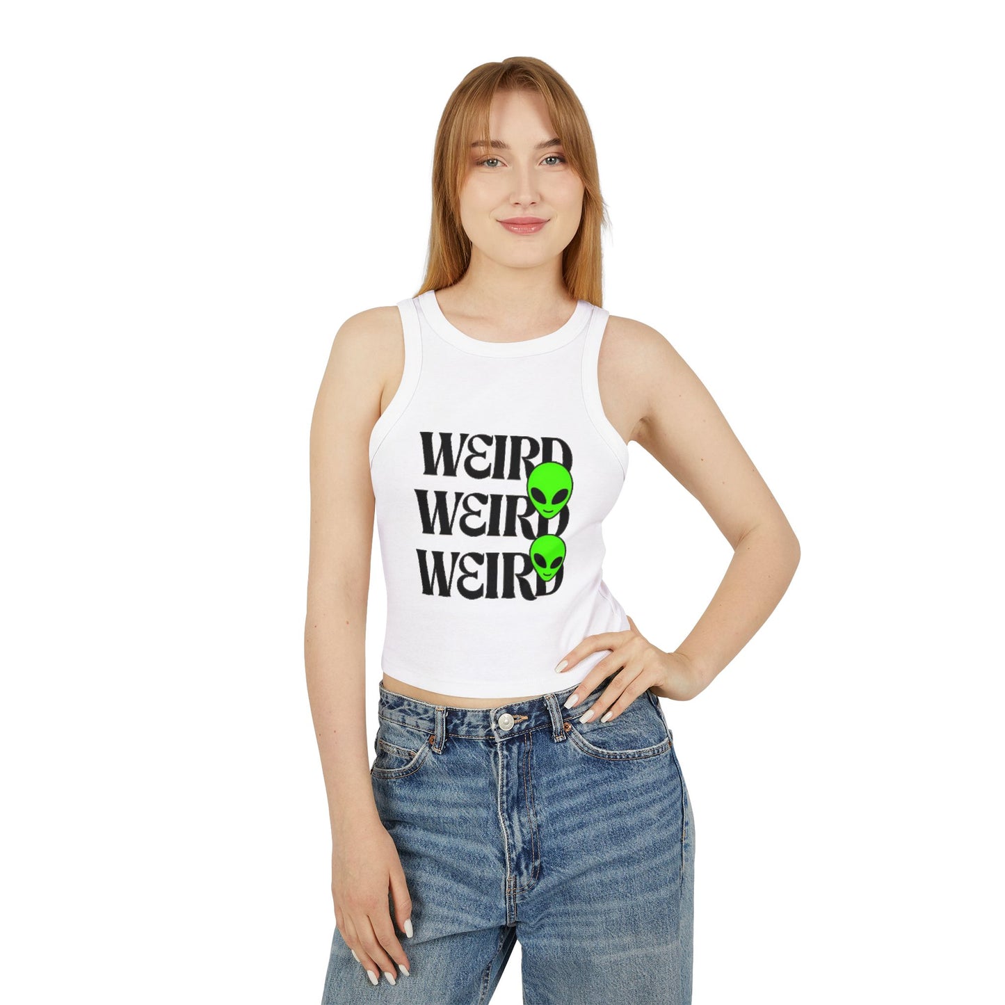 Alien Vibes Women's Tank Top | Quirky Crop Top | Streetwear Style | Casual Summer Wear | Gift for Science Fiction Lovers