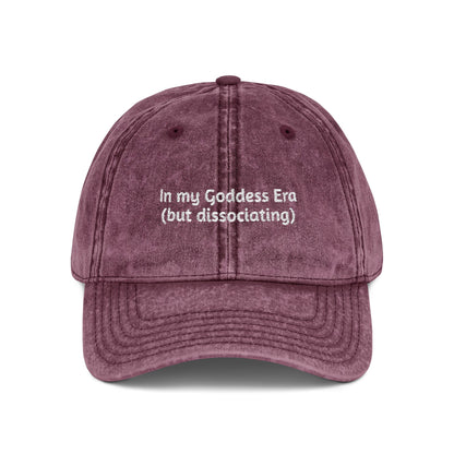 Embroidered Vintage Cap, 'In My Goddess Era' Phrase with Sun Design