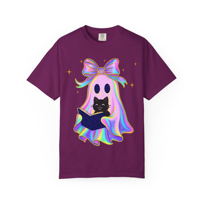 Ghost Black Cat Glitter T-Shirt