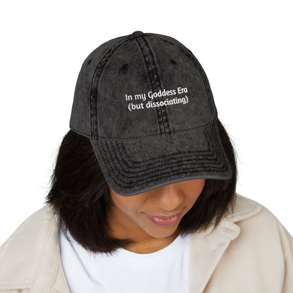 Embroidered Vintage Cap, 'In My Goddess Era' Phrase with Sun Design