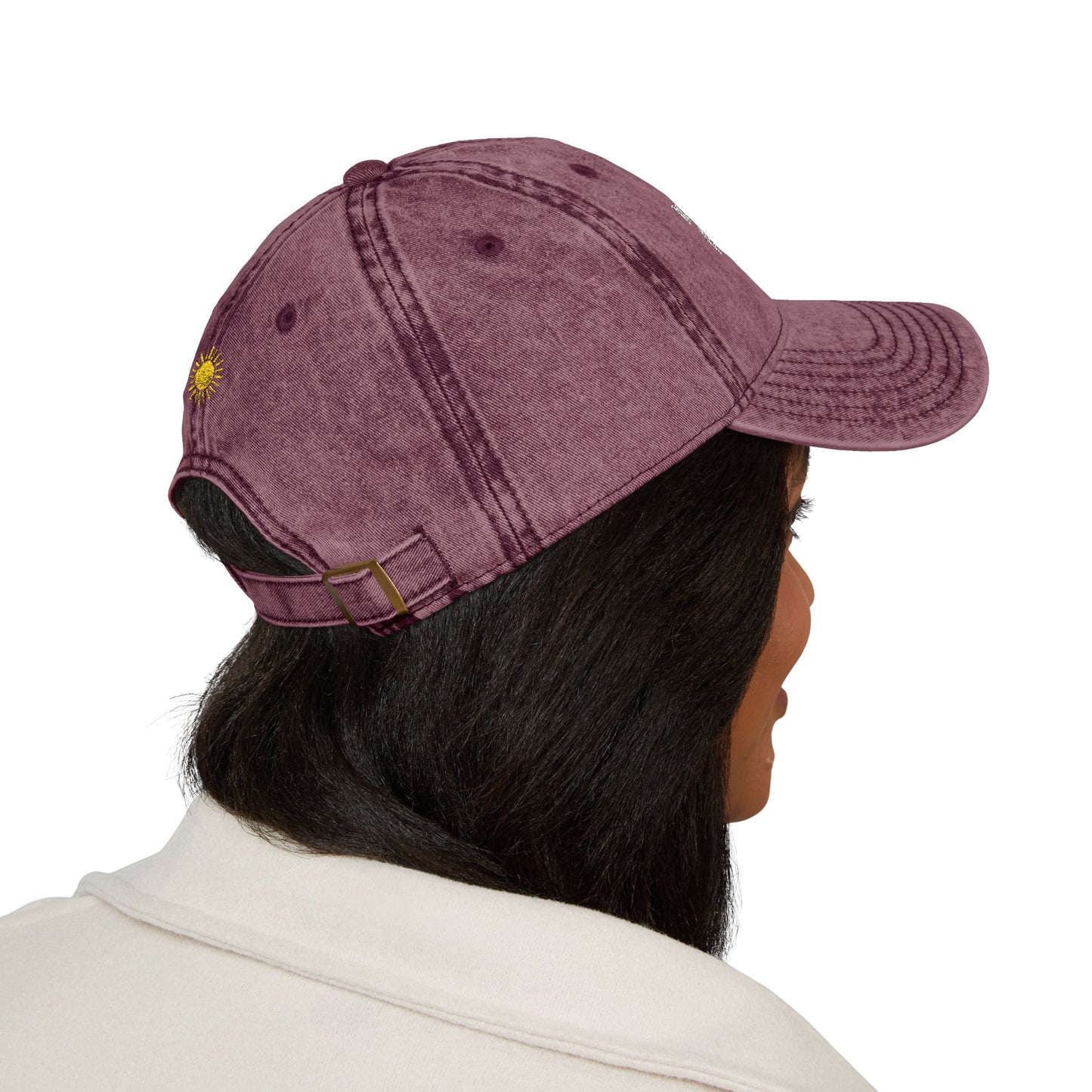 Embroidered Vintage Cap, 'In My Goddess Era' Phrase with Sun Design