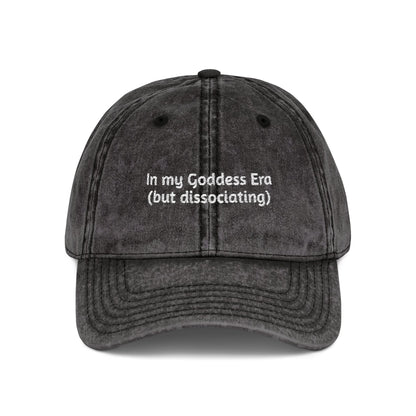 Embroidered Vintage Cap, 'In My Goddess Era' Phrase with Sun Design