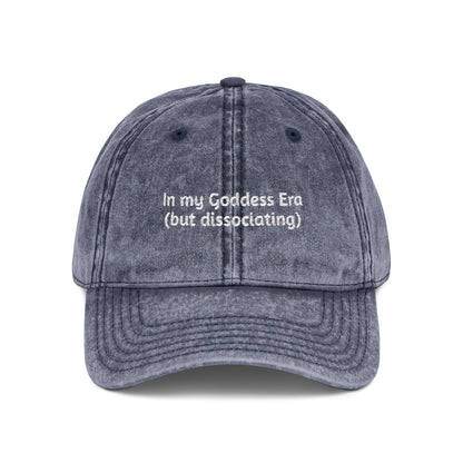 Embroidered Vintage Cap, 'In My Goddess Era' Phrase with Sun Design