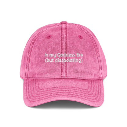 Embroidered Vintage Cap, 'In My Goddess Era' Phrase with Sun Design