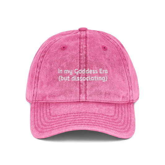 Embroidered Vintage Cap, 'In My Goddess Era' Phrase with Sun Design