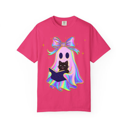 Ghost Black Cat Glitter T-Shirt