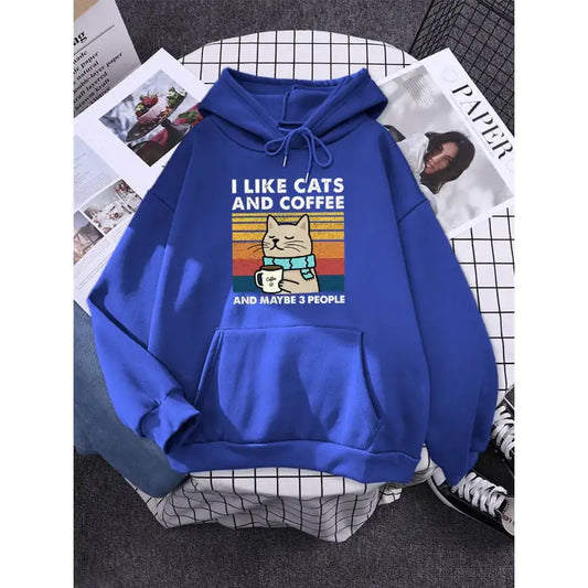 Cats and Coffee Printed Women's Hoodie