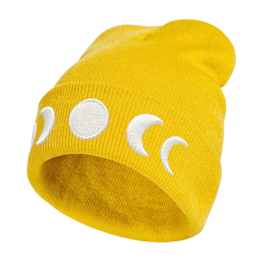 Gothic Goth Crescent Moon Embroidery Beanie