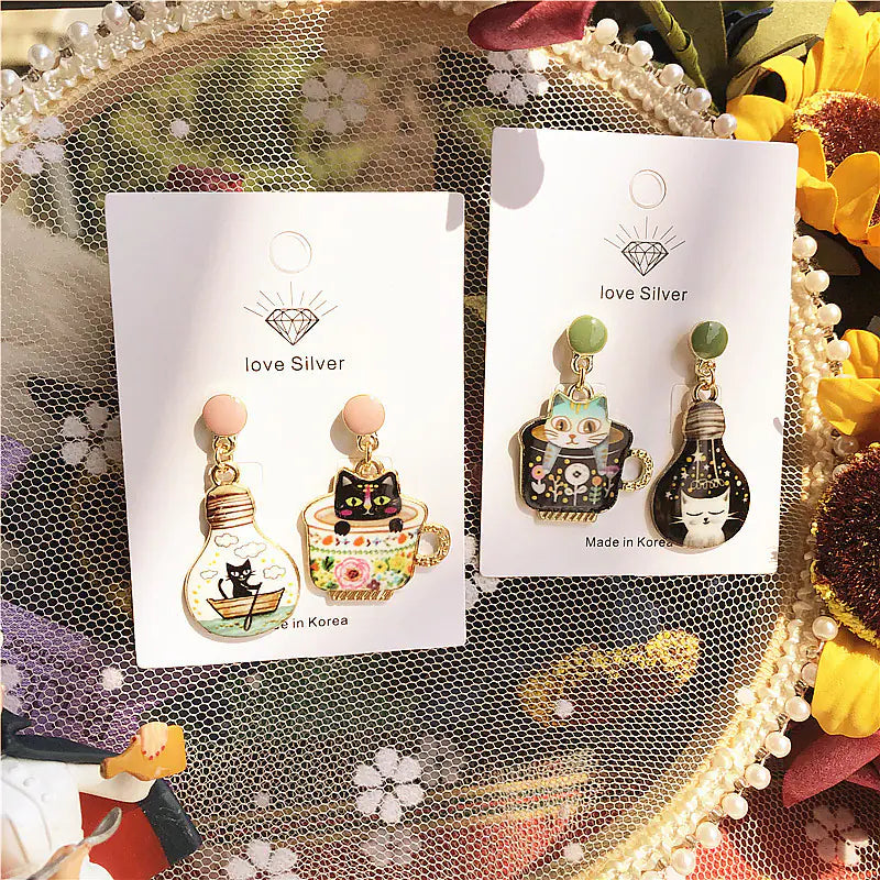 925 Silver Cat Lover Series Earrings