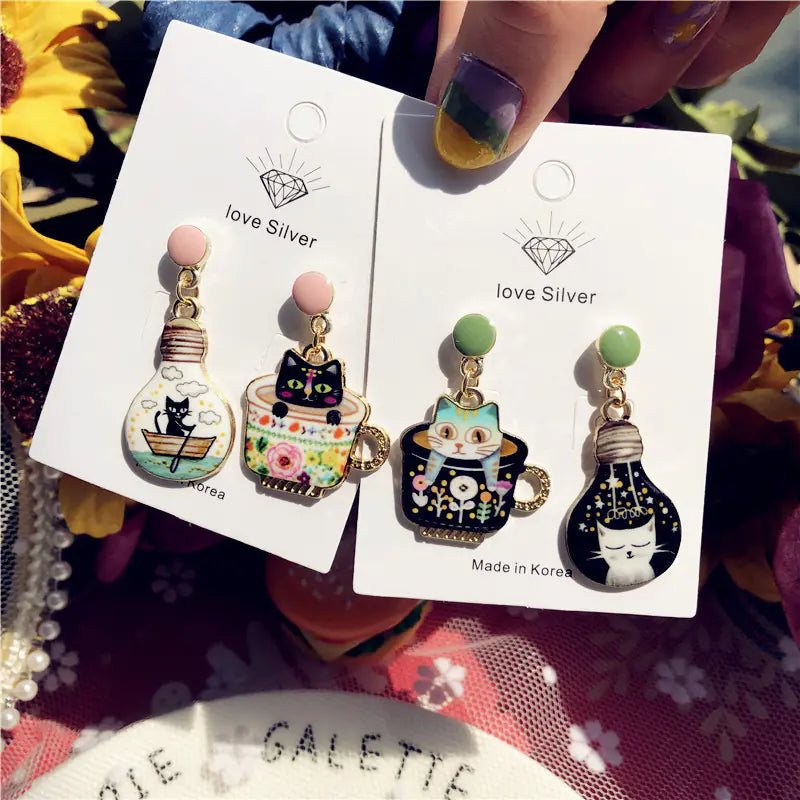 925 Silver Cat Lover Series Earrings