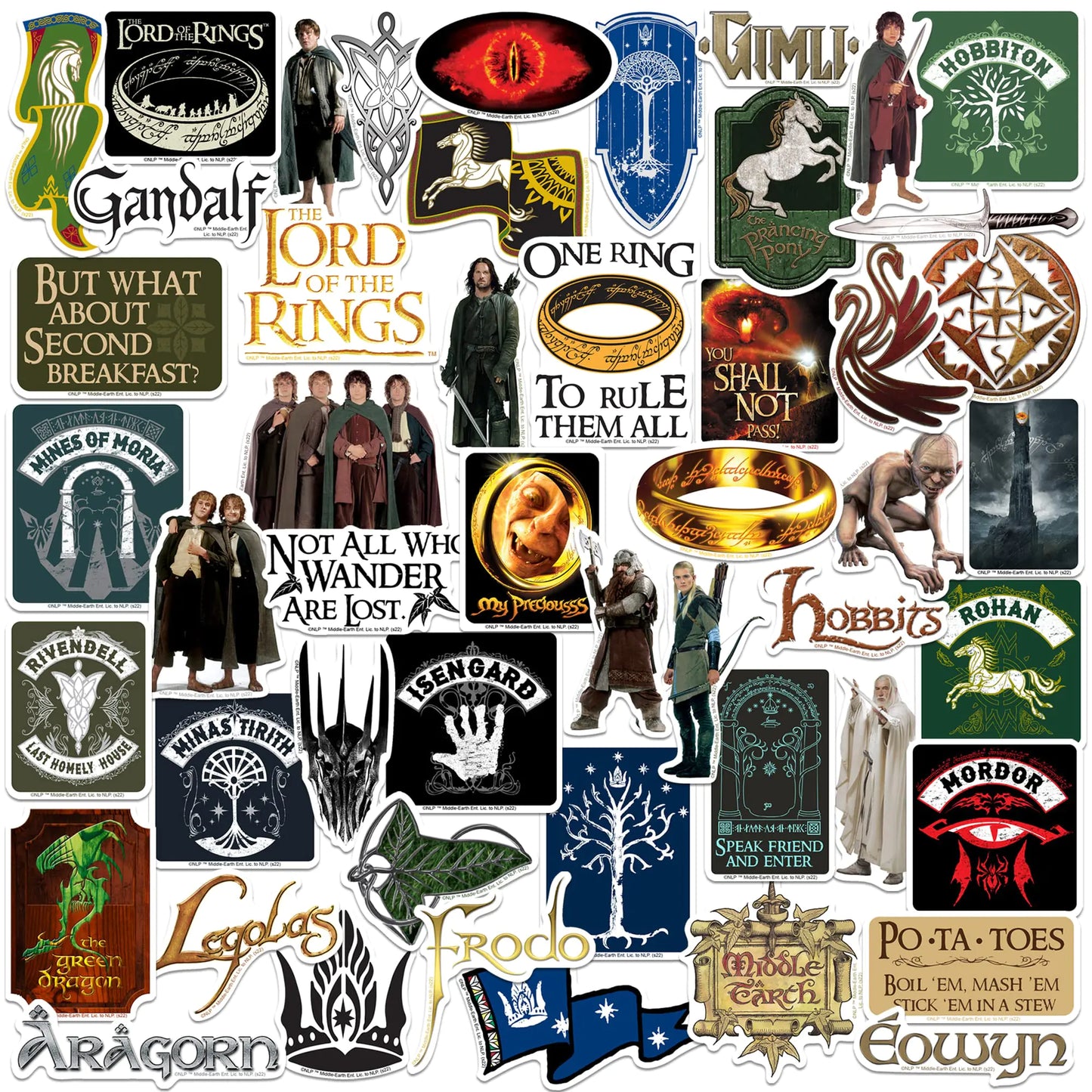 The Lord of The Rings 50ct Vinyl Large Deluxe Stickers Variety Pack