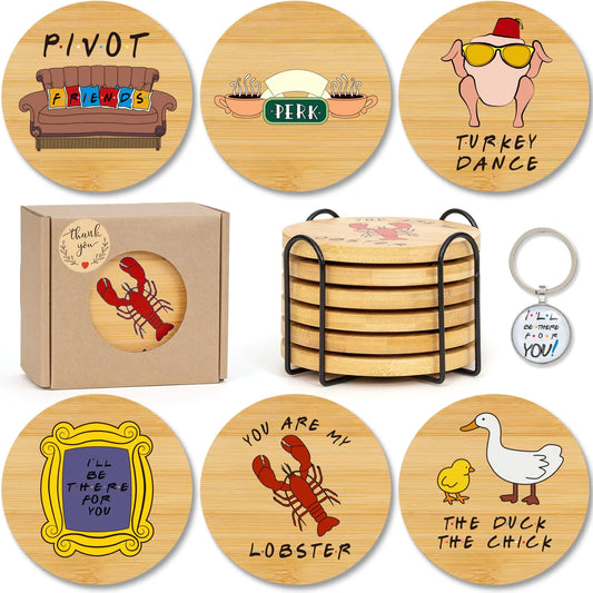 Friends Bamboo Wood Coasters Set