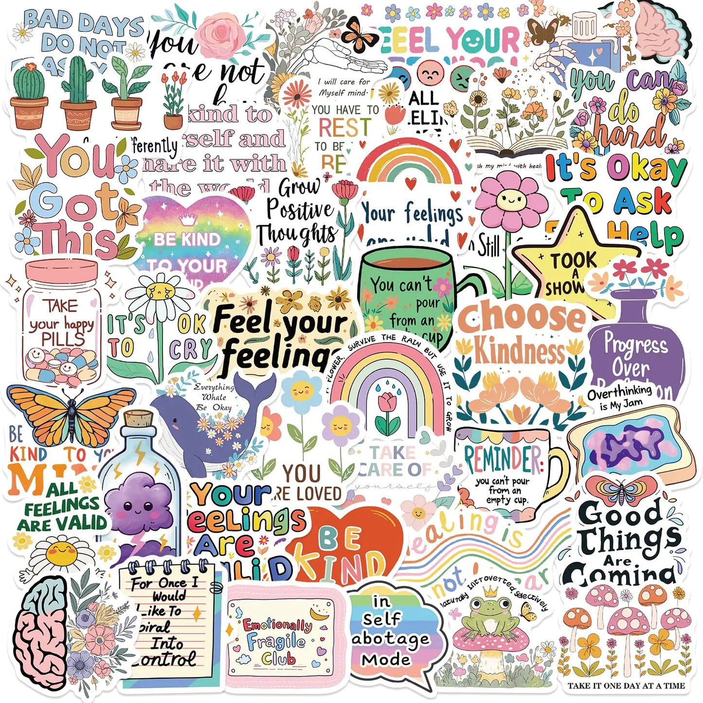 50 PCS Mental Health Stickers