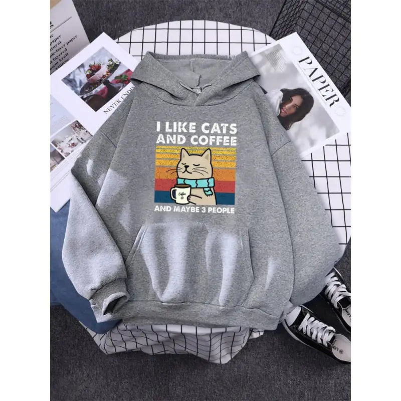 Cats and Coffee Printed Women's Hoodie