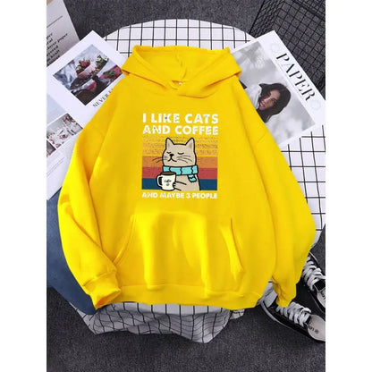 Cats and Coffee Printed Women's Hoodie