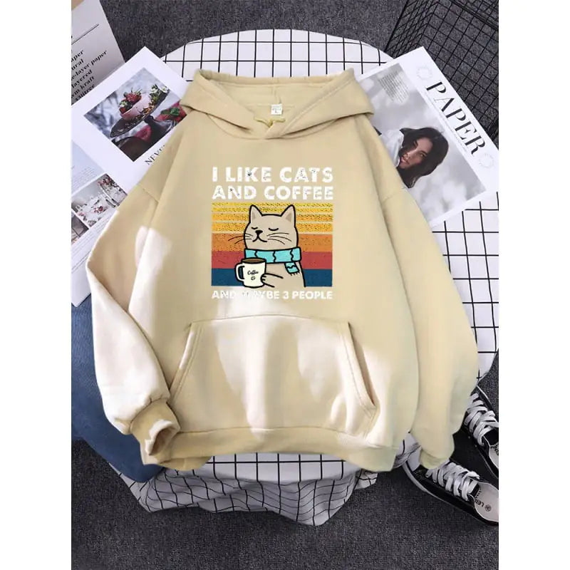 Cats and Coffee Printed Women's Hoodie