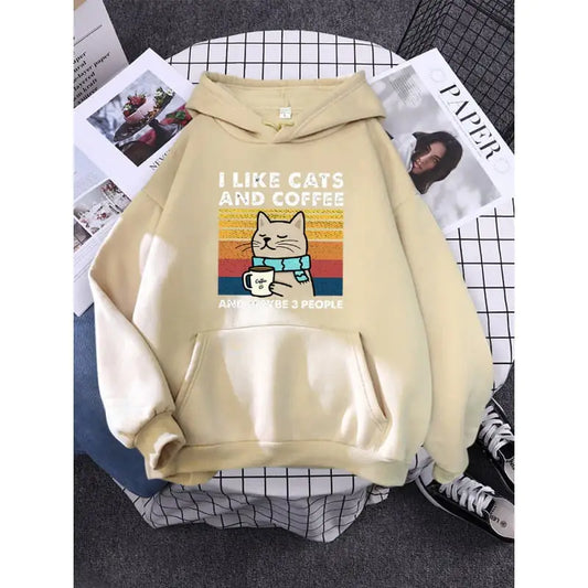 Cats and Coffee Printed Women's Hoodie
