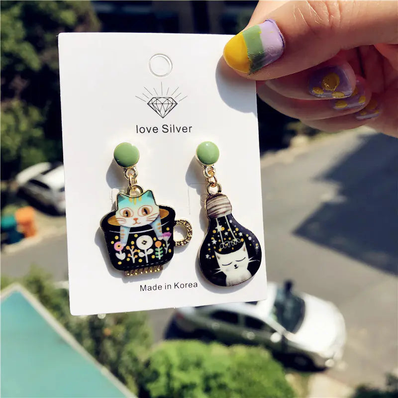 925 Silver Cat Lover Series Earrings